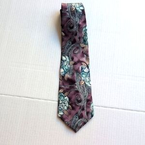 Stafford Elegant Purple and Green Floral Silk Men's Neck Tie Made in USA